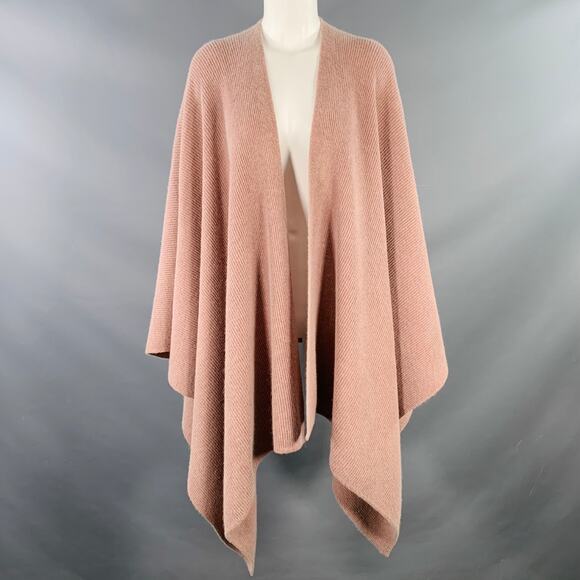 EMPORIO ARMANI Rose Pink Ribbed Wool Angora Blend Knit Scarf Shawl - Picture 1 of 4